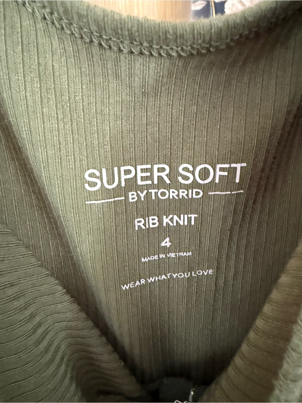 torrid Olive Green Ribbed Tank with Front Button Placket - Picture 2 of 6
